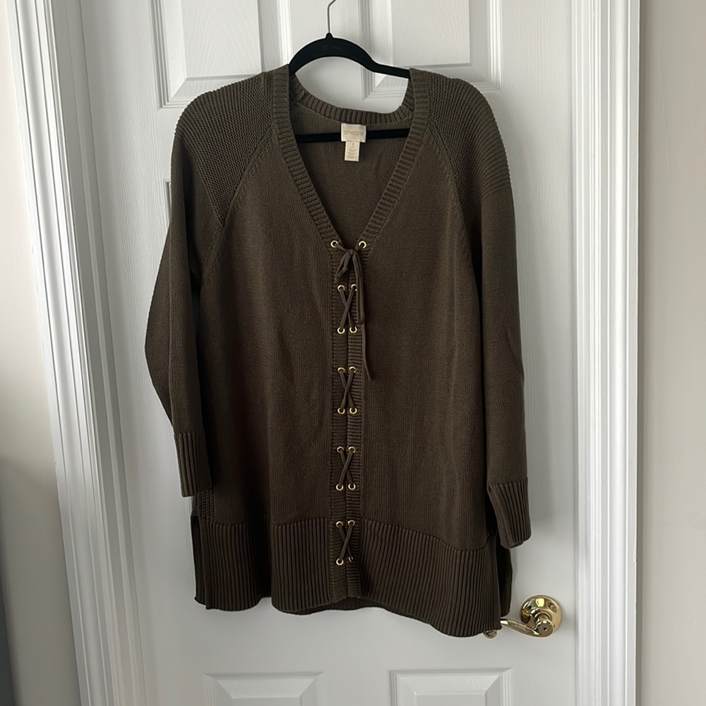 Chico’s Olive green V neck sweater